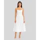 Spaghetti Strap Fit & Flare Sleeveless Midi Dress in White